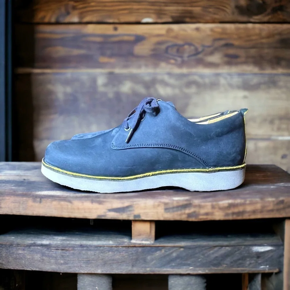 Samuel Hubbard Comfort Shoes Blue Suede Free Derby Antimicrobial Vibram Size 11
